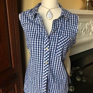 NWT!!💙 GUESS Sleeveless💙Sexy Blue Check Blouse